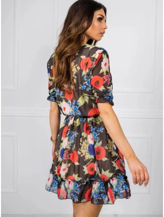 Dámské šaty LK SK 507626.70 černé s květinami - FPrice