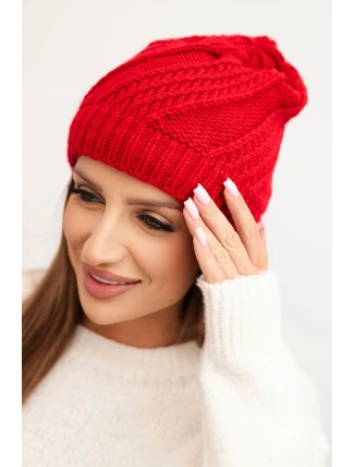 Dámská zimní čepice z vlny K441 červená Dámská zimní čepice z vlny K441 červená