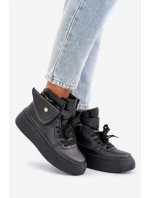 Vysoké sneakersy s kapsou na platformě černé Saramis