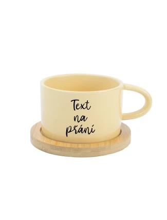 TEXT NA PŘÁNÍ - žlutý keramický hrníček Makronka 200 ml