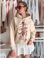 Dámská mikina oversize LOVEWILL béžová FashionStreet BY1471 Dámská mikina oversize LOVEWILL béžová FashionStreet BY1471