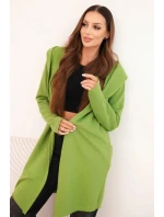 Dámská bavlněná mikina s kapucí a prodlouženým předním dílem olivová