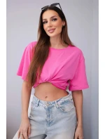 Dámská bavlněná basic halenka s krátkým rukávem růžová