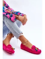 Semišové Mokasíny S Mašlí A Třásněmi Fuchsie Dorine