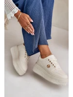 Sneakersy Sportovní Boty Dámské Zateplené Na Masivní Podešvi Béžové Verissha