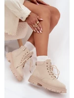Dámské zimní boty s kožíškem na zip světle béžové Tharika