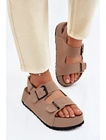 Semišové sandály na platformě Big Star TT274235 Béžové