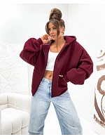 Teplá oversize mikina s kapucí, bordová (821112) Teplá oversize mikina s kapucí, bordová (821112)