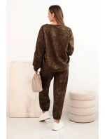 Dámský oversize dresový komplet z viskózy s prodlouženou mikinou a efektem praní hnědý