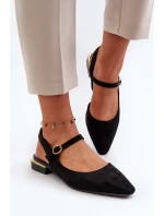 Dámské baletky na nízkém podpatku s odkrytou patou Sergio Leone SK831 černé