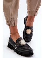 Zazoo 3485 Dámské mokasíny s ​​zlatým ozdobou Přírodní kůže