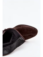 Dámské boty z přírodního semiše na klínu zateplené D&A CR52-651 čokoládové