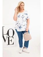 Dámská bavlněná halenka Plus Size s krátkým rukávem a kapsou bílá Dámská bavlněná halenka Plus Size s krátkým rukávem a kapsou bílá