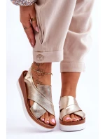 kožené sandály na klínu Zlaté Morgan