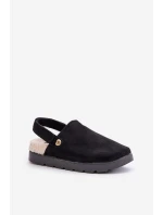 Dámské Pantofle Na Silné Podešvi S Kožíškem A Přezkou Černé Linneola