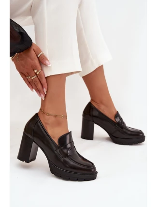 Dámské polobotky na sloupku z eko kůže čokoládové Ilyssia