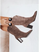 Dámské semišové kovbojské boty hnědé FashionStreet ZY1194