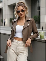 Dámská krátká bunda z ekokůže ramon světle hnědá FashionStreet TY5673