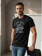 Pánské bavlněné tričko s potiskem motorky černé FashionStreet NX050R