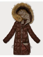 Dámská bunda v čokoládové barvě s ozdobným prošíváním J Style (5M3351-158)