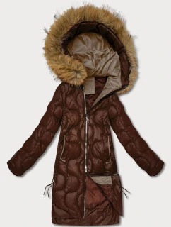 Dámská bunda v čokoládové barvě s ozdobným prošíváním J Style (5M3351-158)