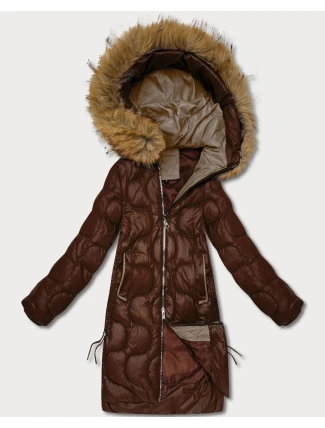 Dámská bunda v čokoládové barvě s ozdobným prošíváním J Style (5M3351-158)