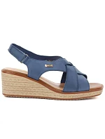 Dámské kožené sandály na platformě Sergio Leone SK297 v tmavě modré barvě