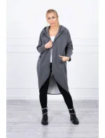 Zateplená dlouhá mikina v grafitová melanž