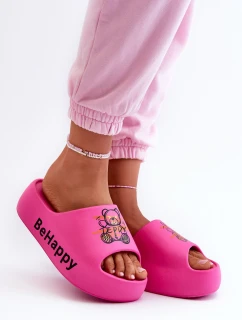 Lehké Dámské Žabky Na Hrubé Podrážce S Medvědem Pěnové Fuksie Serefina