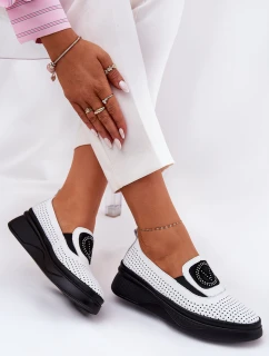Dámské Kožené Mokasíny Na Platformě A Klínu Bílé Vinceza 79522
