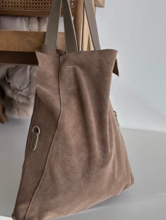Semišová Taška Shopper Tmavě Béžová Miraya