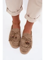 Dámské Mokasíny S Frézlami A Korálky Zelené Teressa