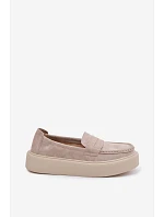 Mokasiny z přírodního semiše na platformě Vinceza Béžové