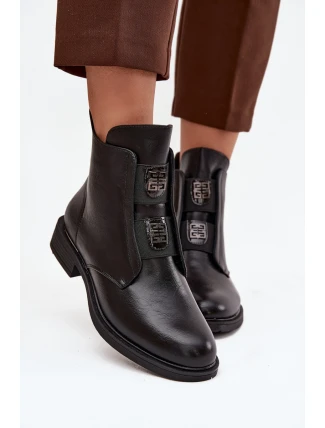 Dámské zateplené boty Tavressa – černé, s nízkým podpatkem a ozdobami