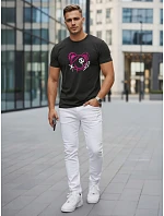 Pánské bavlněné tričko s potiskem ve stylu graffiti, černé, FashionStreet NX0136R