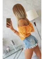 Broskvově zbarvená pruhovaná halenka Broskvově zbarvená pruhovaná halenka