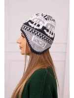 Dámská čepice Maryla K406 bílá+grafitová+tmavě šedá Dámská čepice Maryla K406 bílá+grafitová+tmavě šedá