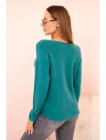 Svetr dámský s viskózou s výstřihem do V světle mořský Svetr dámský s viskózou s výstřihem do V světle mořský