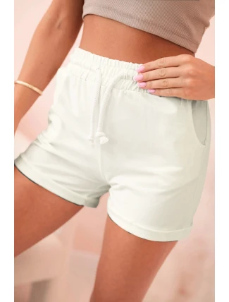 Dámské bavlněné kraťasy s gumou a šňůrkou v pase ecru