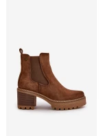 Dámské Zateplené Botky Na Podpatku Eko Semišové Hnědé Irissinae Dámské Zateplené Botky Na Podpatku Eko Semišové Hnědé Irissinae