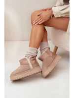 Dámské sněhule na platformě s prošíváním Big Star – béžové