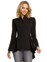 Asymetrický frak s límcem a zapínáním na knoflíky M165 - černý - Moe