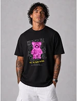 Pánské tričko oversize s potiskem medvídka černé FashionStreet NX1030R