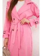 Dámský kabát v pase s límečkem světle růžový