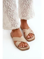 Dámské sandály na ploché podrážce z ekokůže S.Barski KV27-002 Bežové Dámské sandály na ploché podrážce z ekokůže S.Barski KV27-002 Bežové