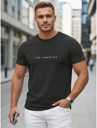 Pánské bavlněné tričko s nápisem Los Angeles černé FashionStreet NX5099R Pánské bavlněné tričko s nápisem Los Angeles černé FashionStreet NX5099R