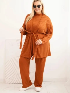 Dámský komplet Plus Size 3-dílný camelový
