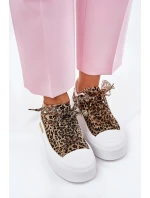 Dámské Tenisky Na Masivní Platformě S Ozdobným Šněrováním Leopardí Hnědé Zidora