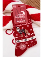 Pánské vánoční ponožky se liškou v svetru – červené Pánské vánoční ponožky se liškou v svetru – červené