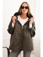 Dámská prošívaná bunda s kapucí khaki